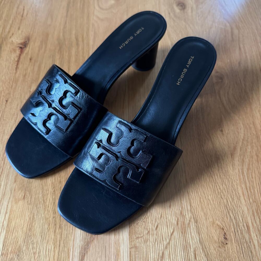 Tory Burch Ines Heeled Mule Black Size 9 - Picture 4 of 10